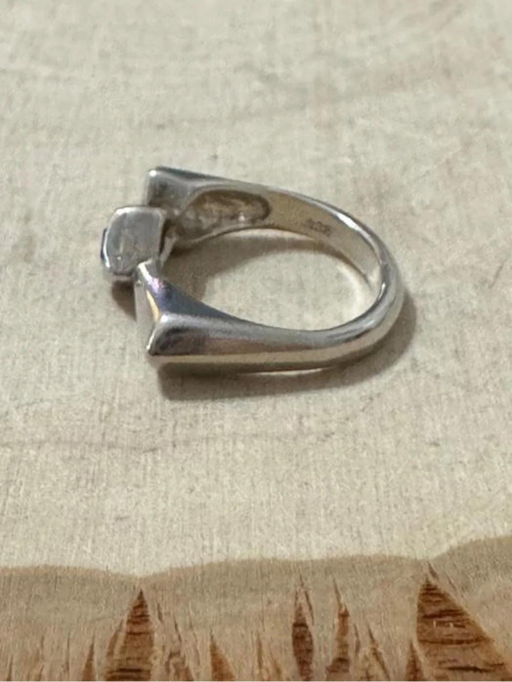 925 Sterling Silver Modernist Blue Gemstone Ring Size 5
